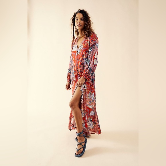 𝓯𝓹 Free People ~ Marais Printed Midi Dress in Ivry - Picture 6 of 8